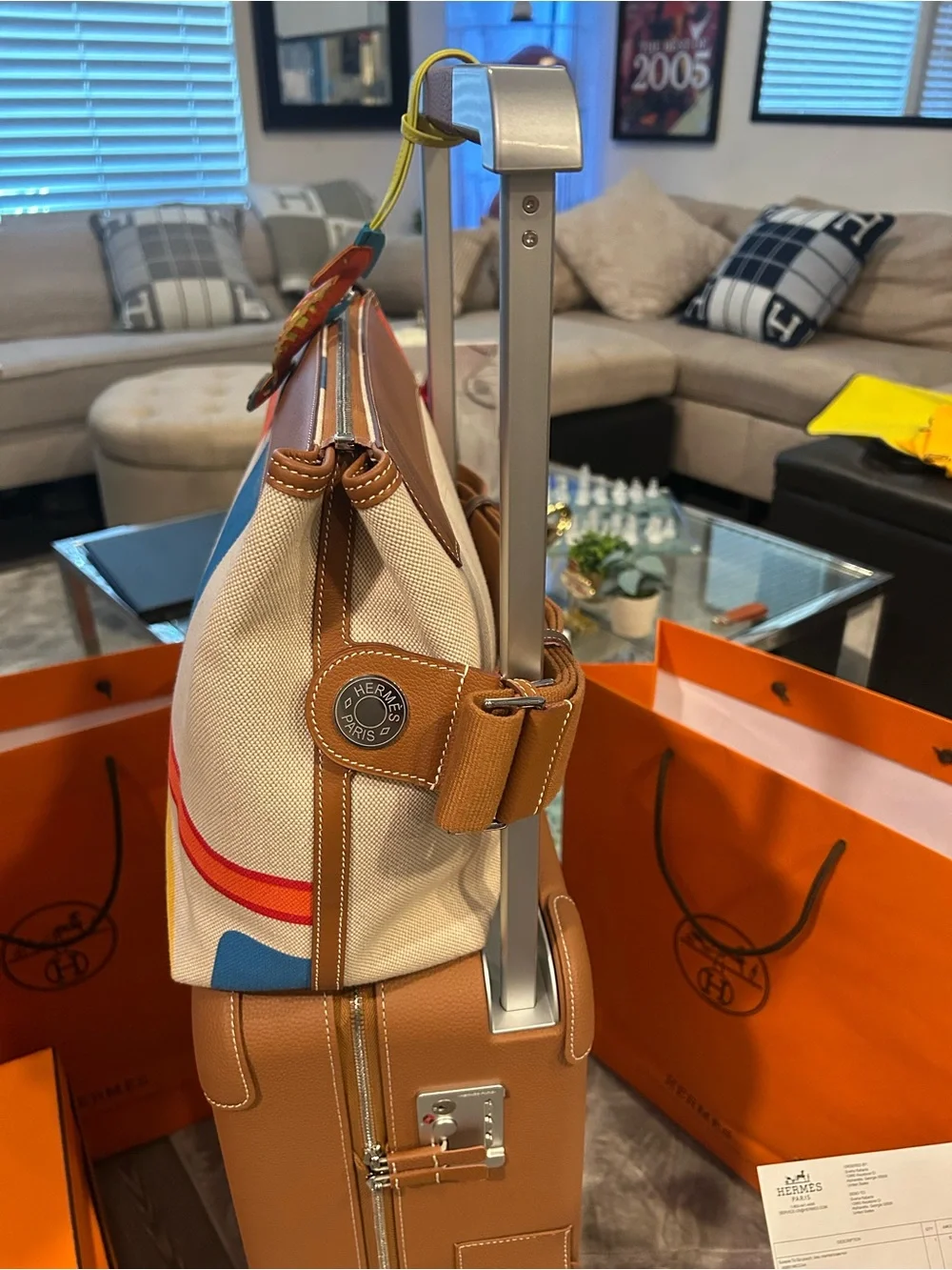 Hermès Luggage set, with trolley, 12hr bag, & charm.